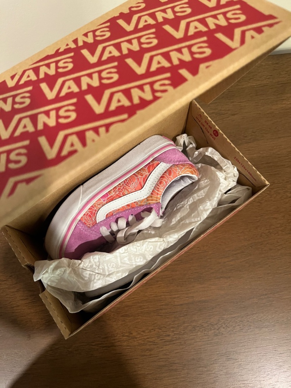 Vans Pink and Orange Low Top Skate Shoe